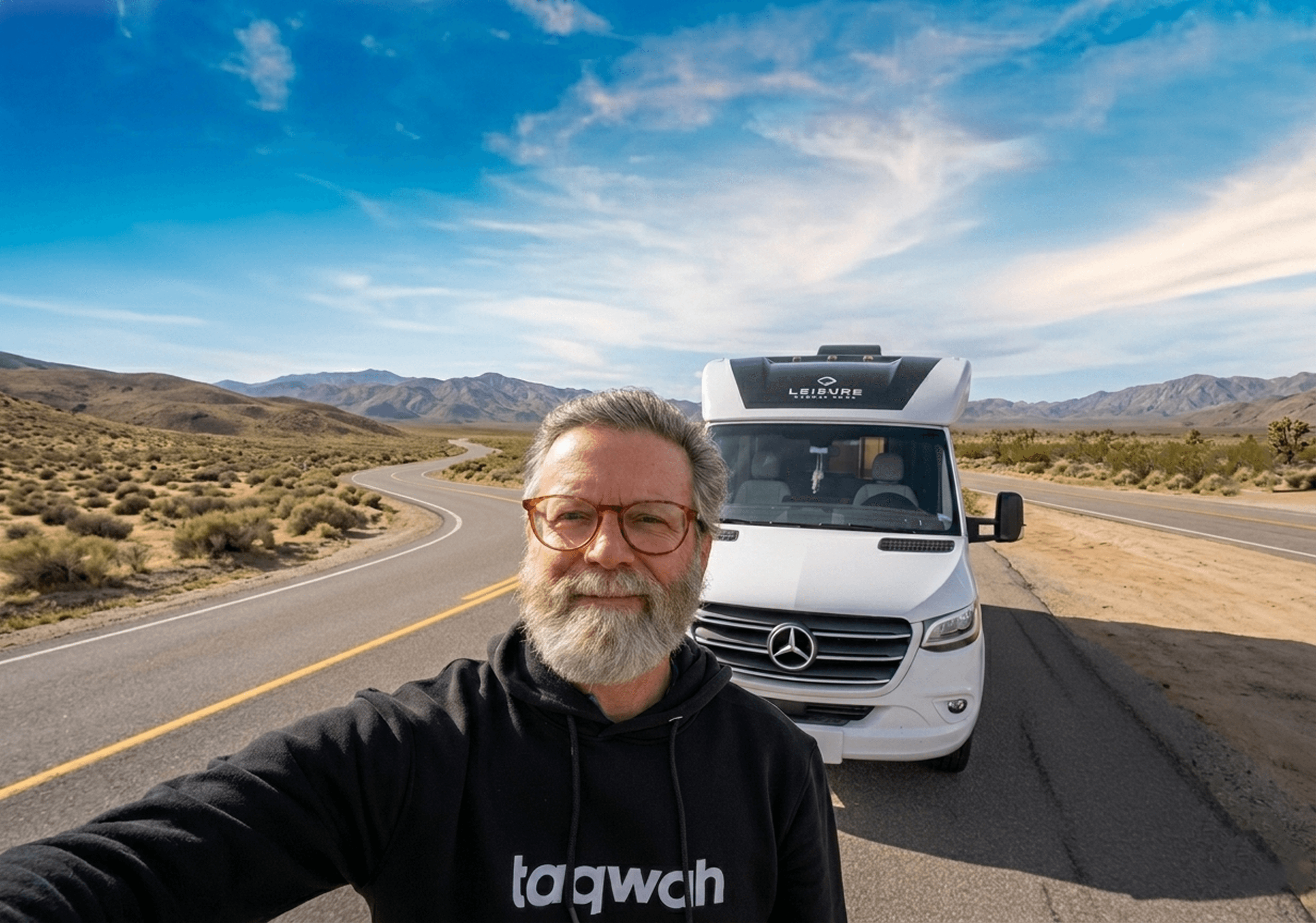 Lush landscape with RV